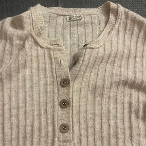 Free People Oversized Sweater Tunic Beige Size XSmall